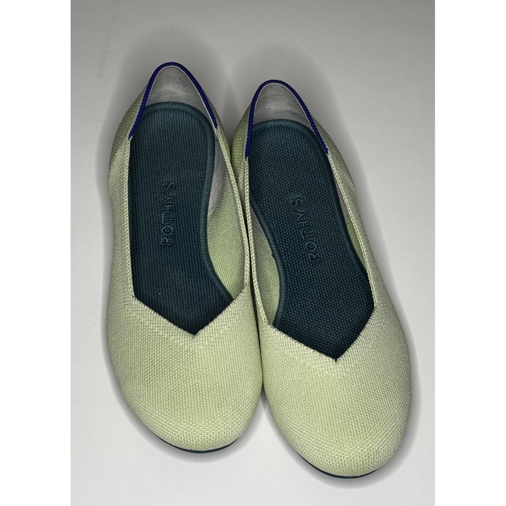Rothy's Women's Flat Ballet Shoes Size 8 Light Lime Green Round Toe Washable EUC